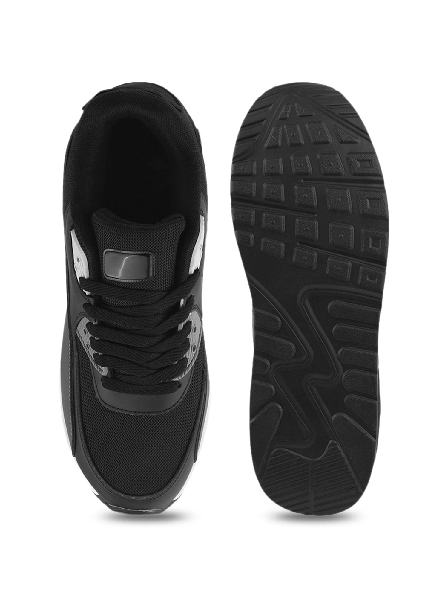 The White Pole Men's Black Casual Sneakers