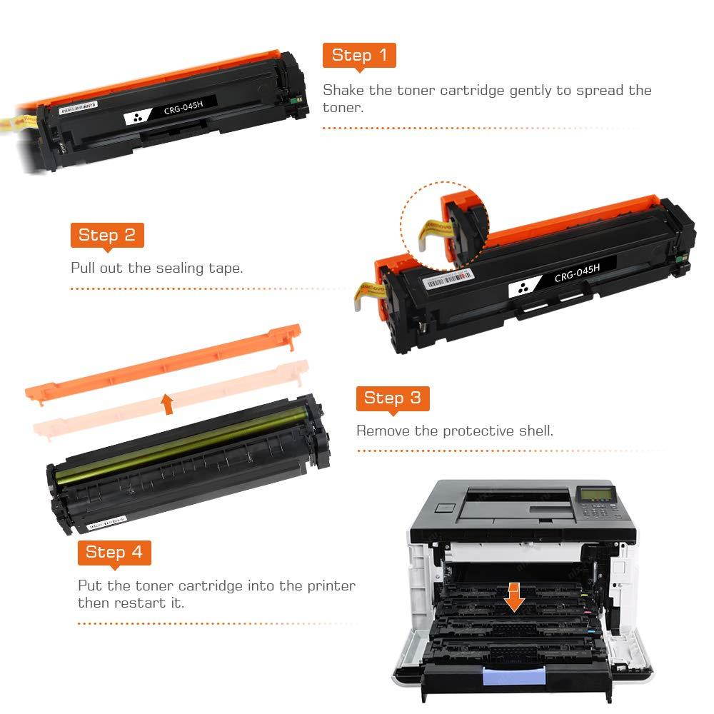 S SMARTOMNI 045 045H CRG-045H CRG-045 Toner Cartridge Compatible for Canon Color ImageCLASS MF632Cdw MF634Cdw LBP612Cdw MF632 MF634 Printer Ink 4Pack (Black Cyan Yellow Magenta)