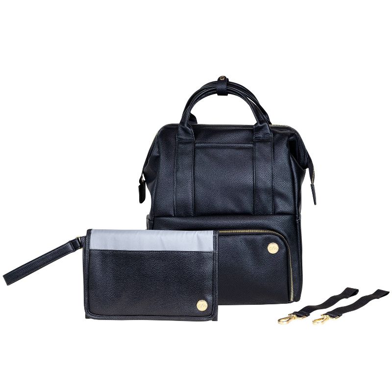 CleverMade Diaper Bag Backpack with Handles Changing Pad and Stroller Straps - Black