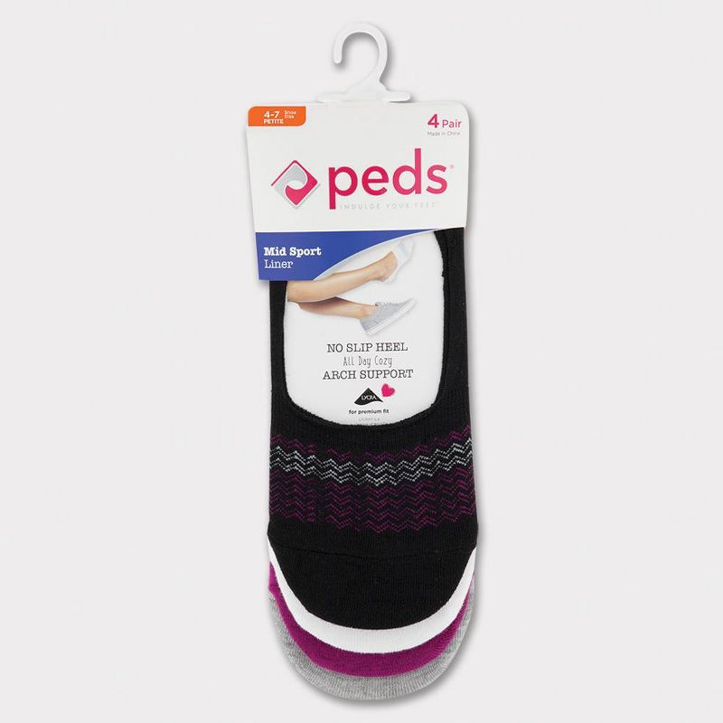 Peds Women's Chevron Assorted Sport Cut 4pk Liner Socks - Colors Vary 5-10