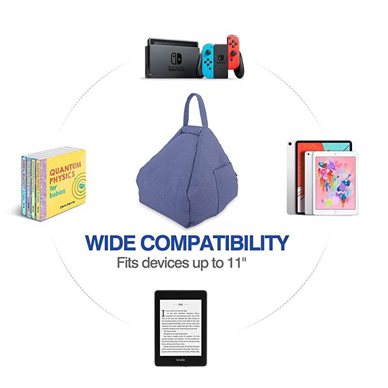 Tablet Pillow Stand Tablet Lap Pillow on Bed Sofa Soft Cushion Holder for Phones Tablets Up to 11quot Fit with iPad 102quot 2019 iPad Air 3 2 iPad Pro 11 202010597 Mini 5Mini 4 Denim Blue