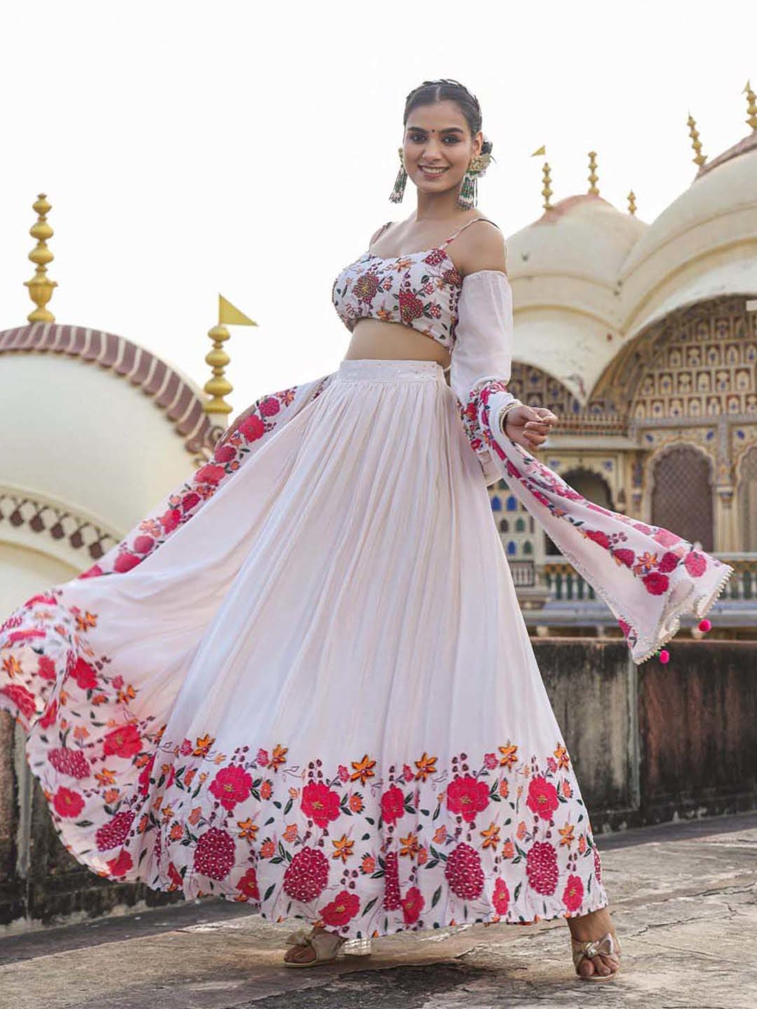 studiorasa Purple Hand Block Print Lehenga Set