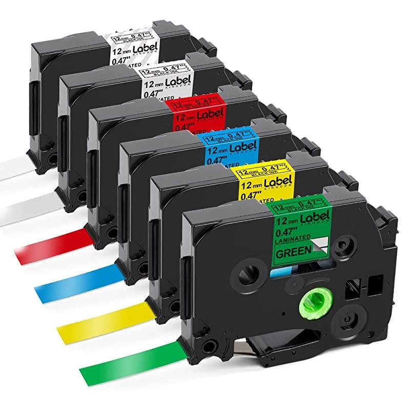 Compatible Tape Replacement for Brother P Touch Maker Tape TZe 12mm 047 Inch Laminated TZe231 TZe131 TZe431 TZe531 TZe631 TZe731 for Ptouch PT D210 H110 D400 6Pack