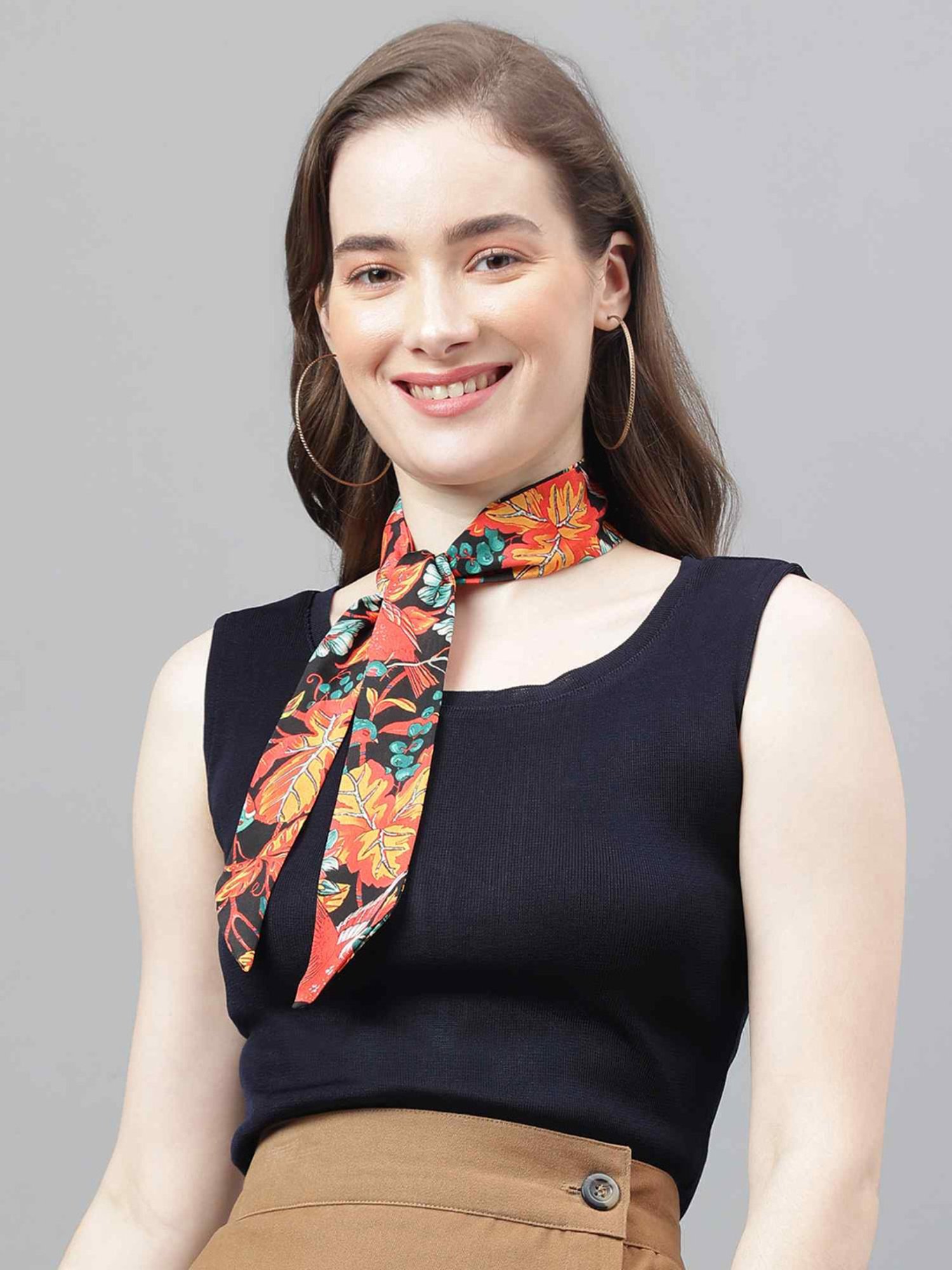 Tossido Black Floral Scarf & Bag Scarf Set