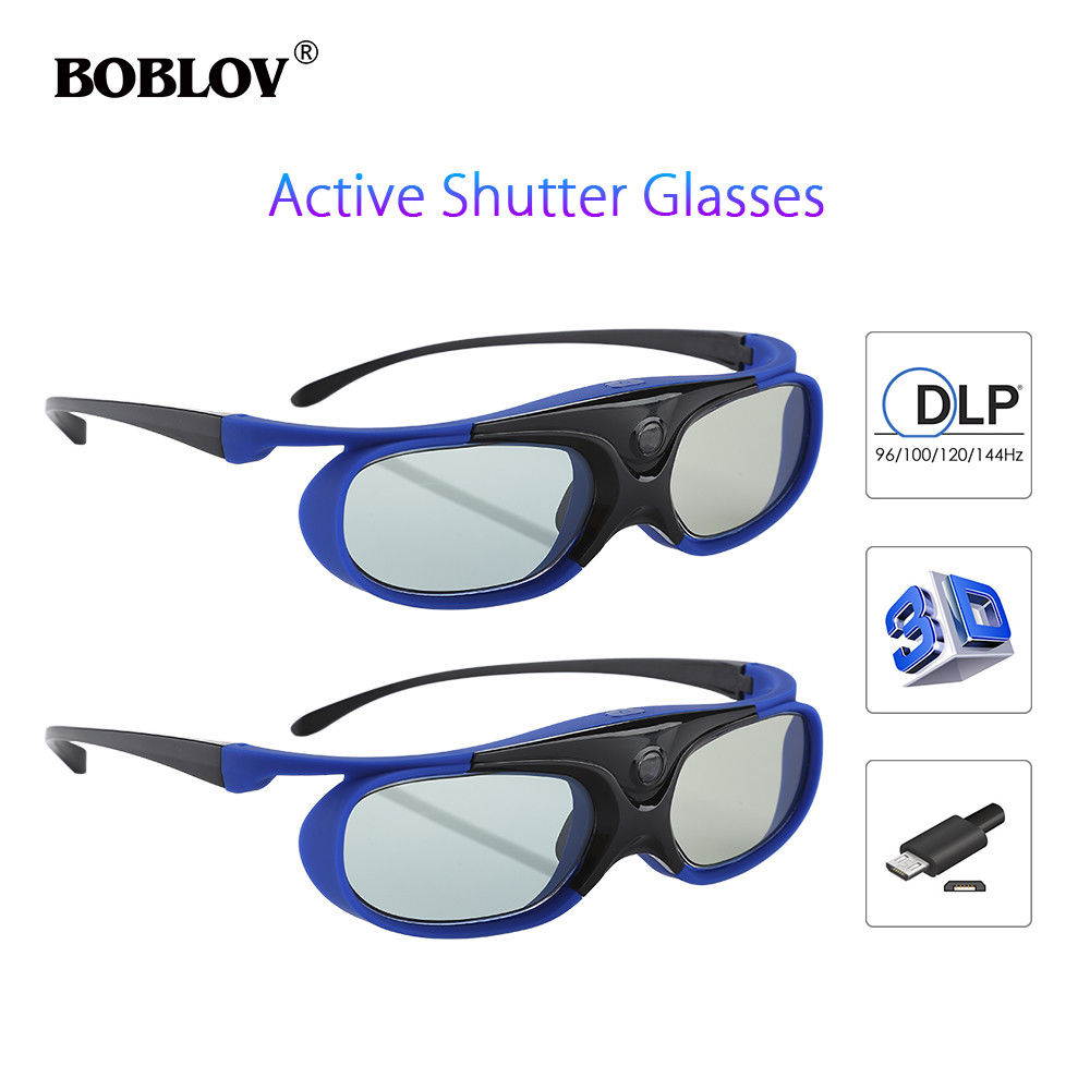 2x JX-30 3D Active Shutter Glasses DLP-Link USB Blue For Optoma BenQ Acer Sharp