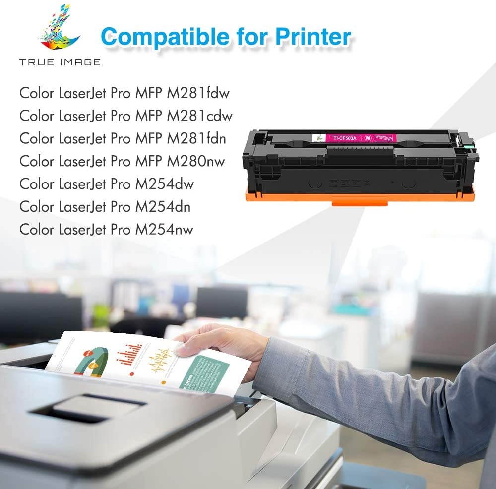 TRUE IMAGE Compatible Toner Cartridge Replacement for HP 202A CF500A 202X HP Laserjet Pro MFP M281fdw M281cdw M254dw M281fdn M254dn M254nw M281 Toner Printer Ink (Black Cyan Yellow Magenta, 5-Pack)