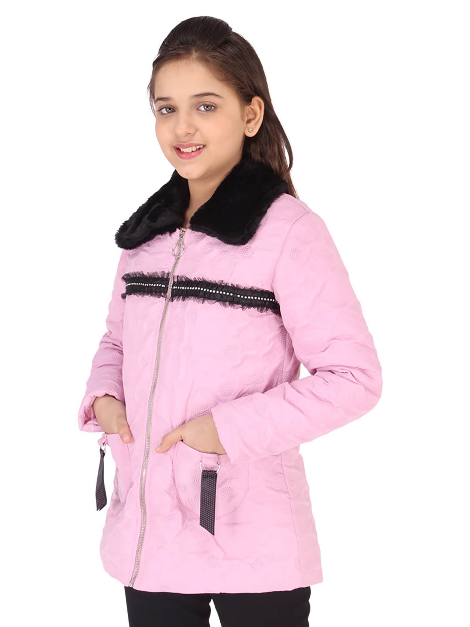 Elle Kids Black Self Pattern Jacket