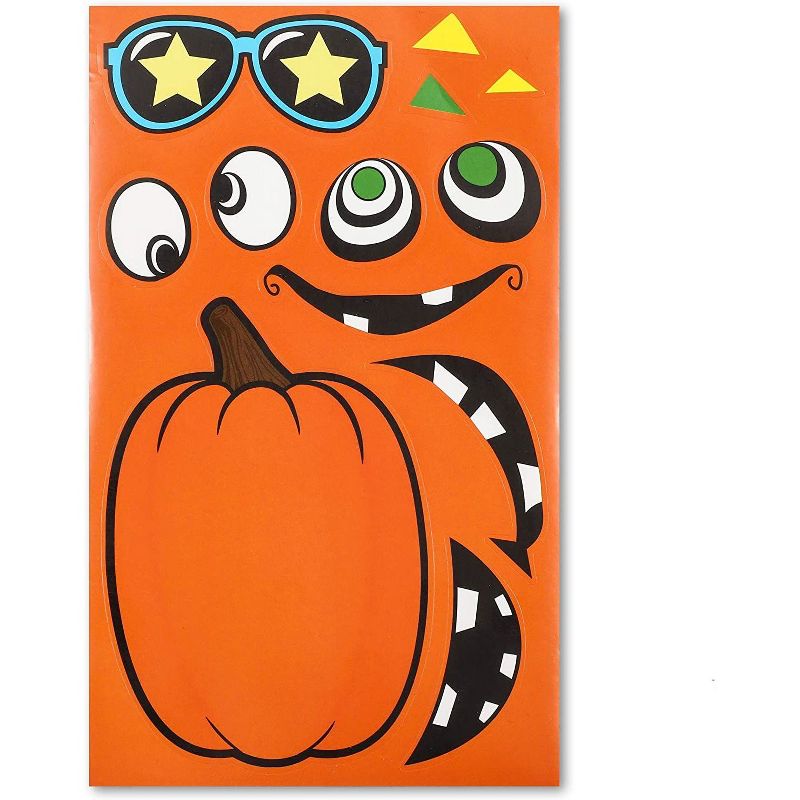 Spooky Central 24-Sheet of Make a Pumpkin Face, Jack-O-Lantern Halloween Cute Stickers for Goodie Bags