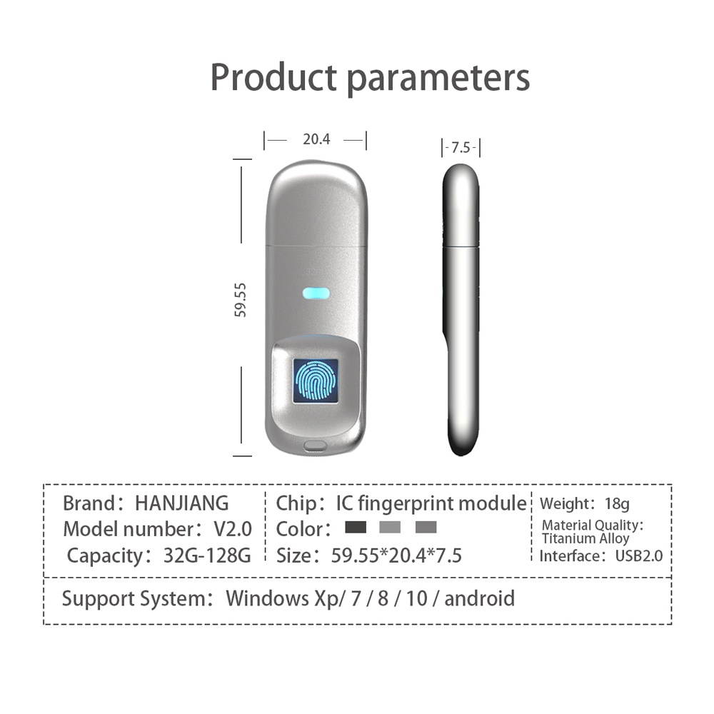 USB2.0 Fingerprint Code Accurate Identificaiotn Privacy Management  U Disk 32G/64G/128G Optional