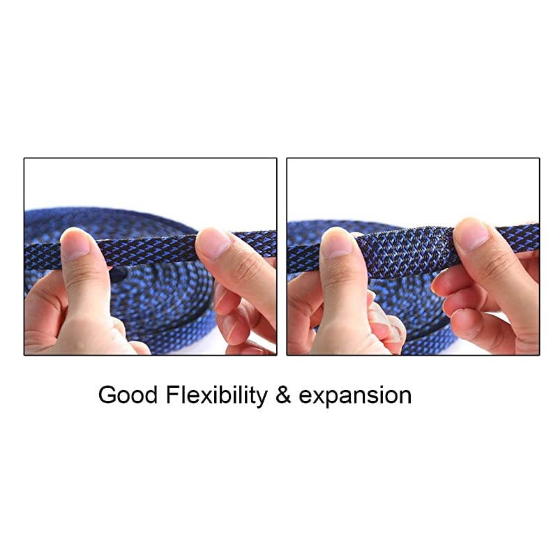 25ft 1 inch PET Expandable Braided Sleeving Blackblue  braided cable sleeve