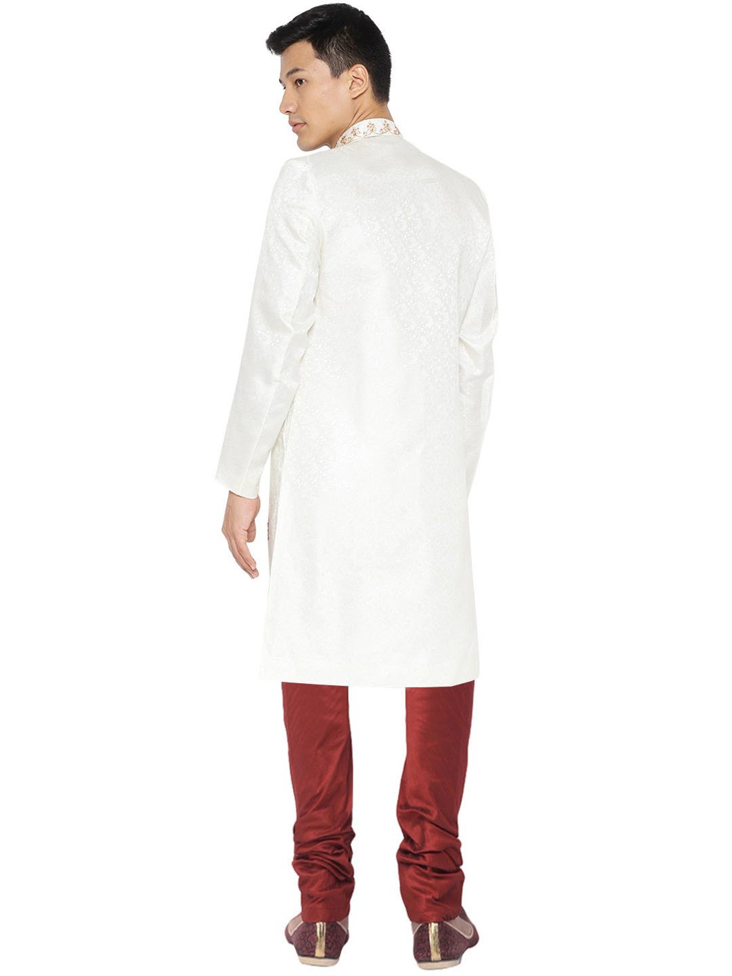 SG LEMAN Cream Regular Fit Embellished Sherwani Set