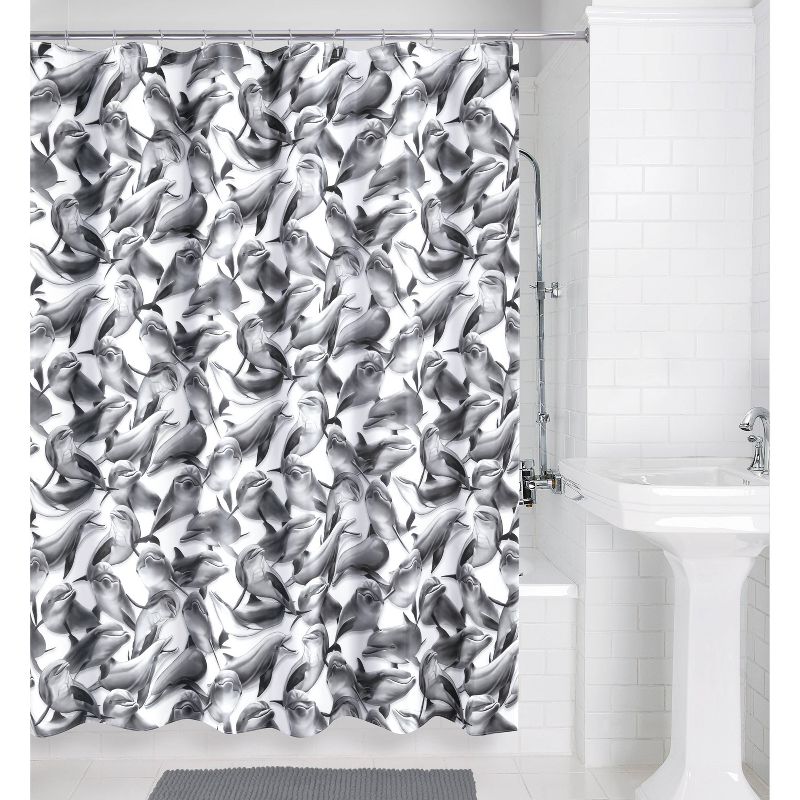 All Over Dolphin Shower Curtain Black - Allure Home Creations