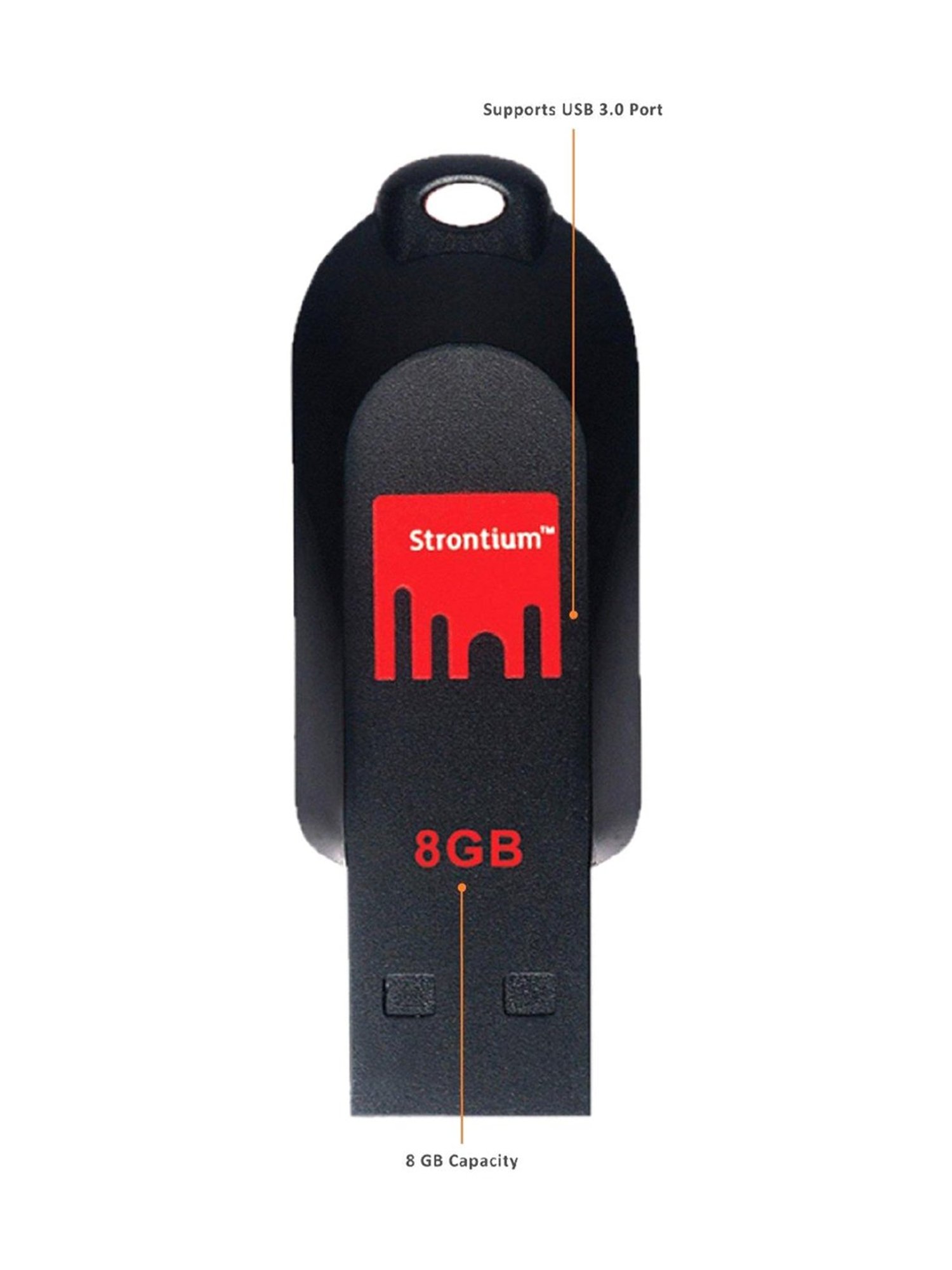 Strontium  SR8GRDPOLLEX 8 GB Pen Drive Black and Red