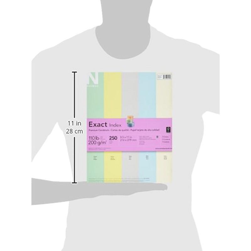 Exact Index Cardstock, 8-1/2 x 11 Inches, 110 lb, Assorted Colors, 250 Sheets