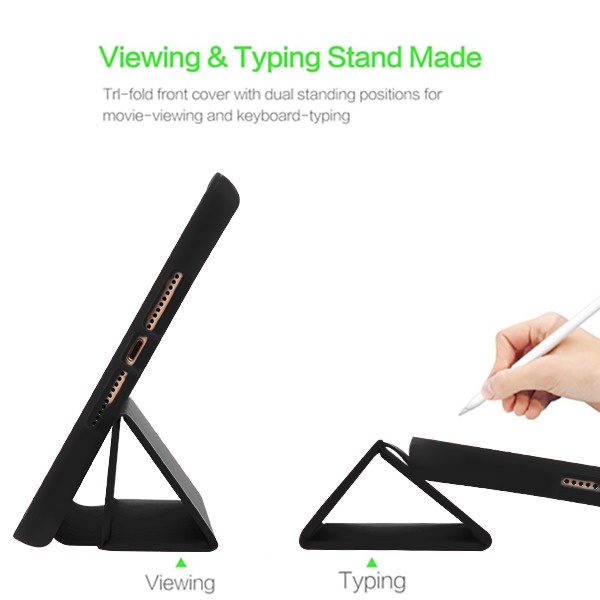 Smart Leather Hybrid Case with Apple Pencil Holder for iPad Mini 5 (5th Generation) / iPad Mini 4 - Black