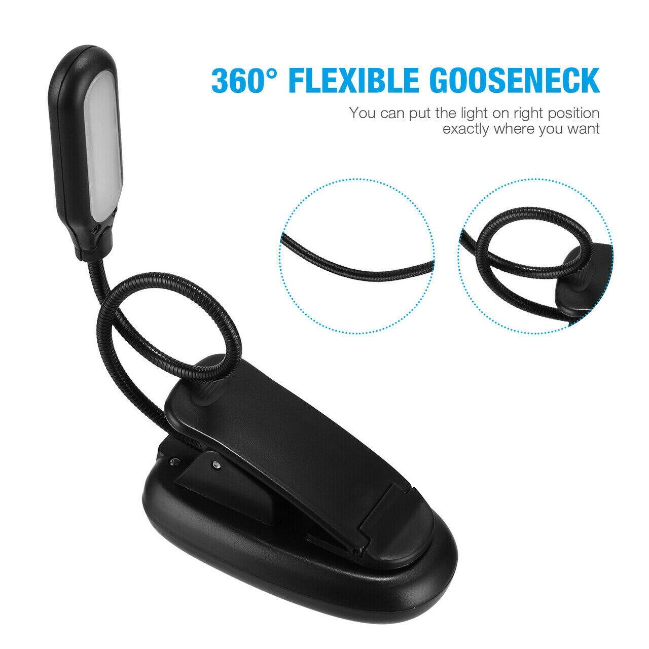 LED Reading Book Light USB Rechargeable Lamps With Flexible Clip For Reader USA