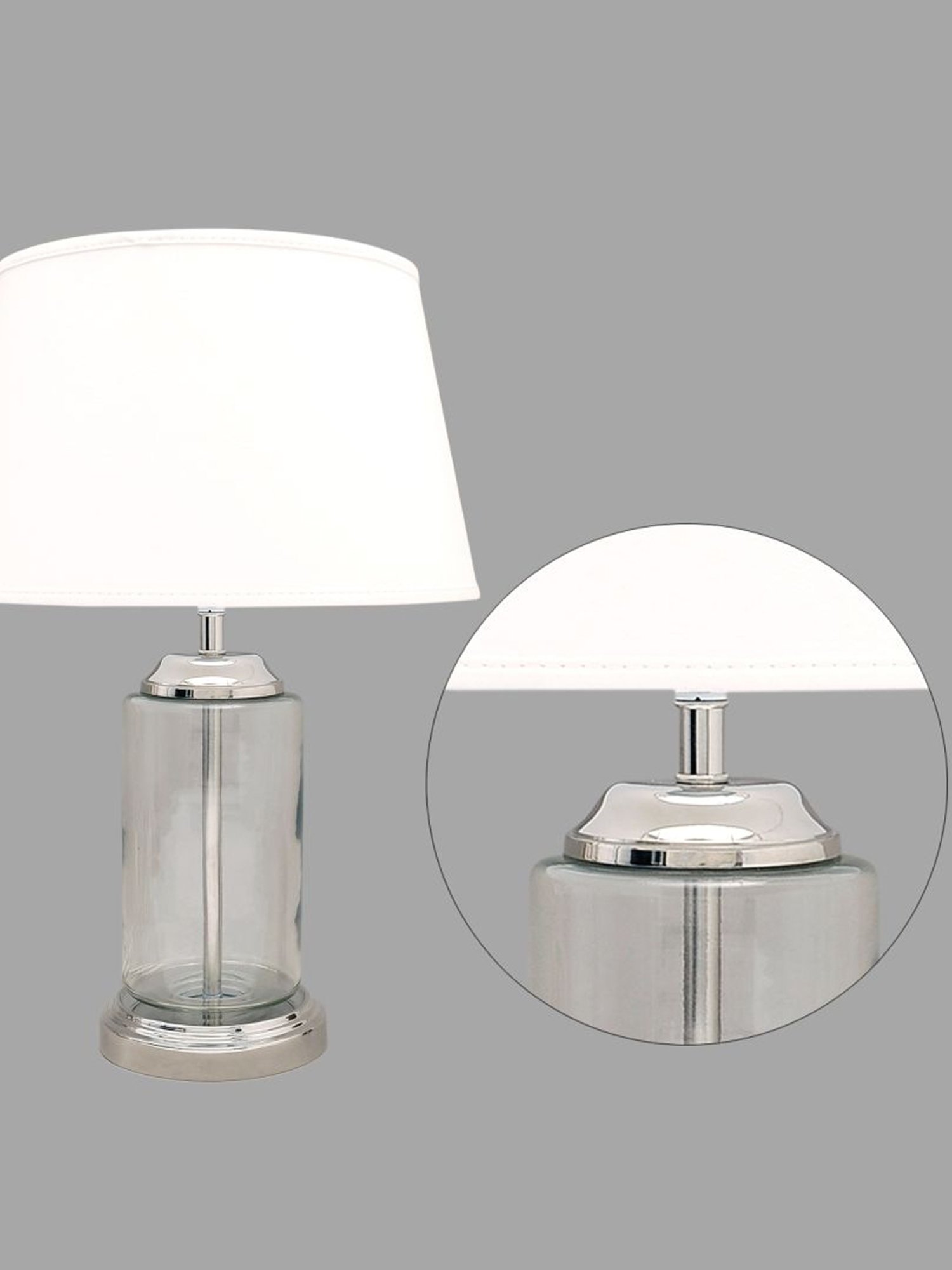 Kapoor Lamp Shades Transparent & White Glass Duffield Clear Cotton Shade Table Lamp