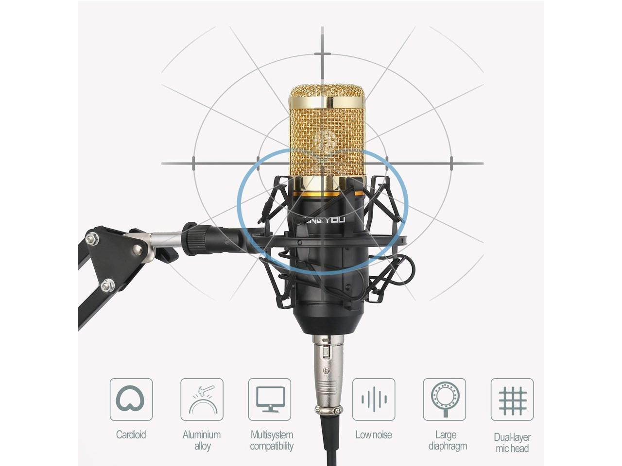 SA Profession BM800 Condenser Microphone for Computer Karaoke Phantom Power Pop Filter Multi-function Sound Card