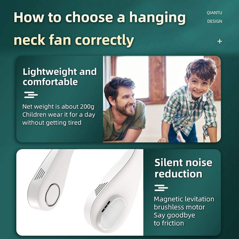 TeeTree Mini Portable USB Air Conditioner Fan, Hanging Neck Air Cooler Smart Sport USB Fan, Hanging Neck Cooler Physical Cooling,for Sports Outdoor Travel Ultra-Quiet Adjustable