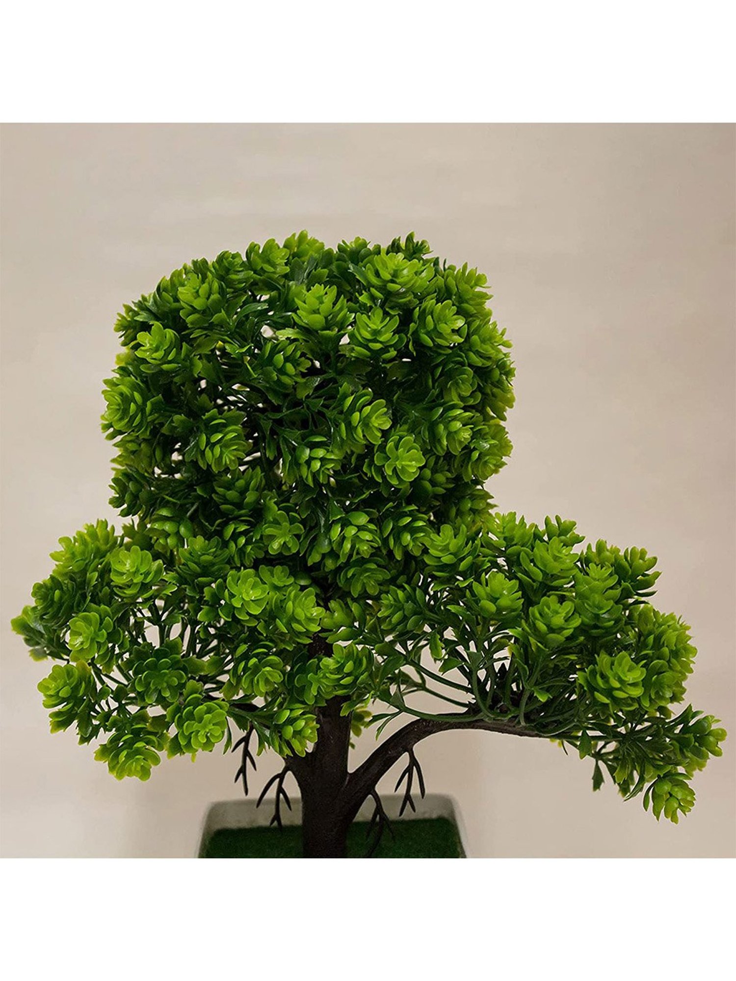 Amflix Green Artificial Bonsai Plant With Pot
