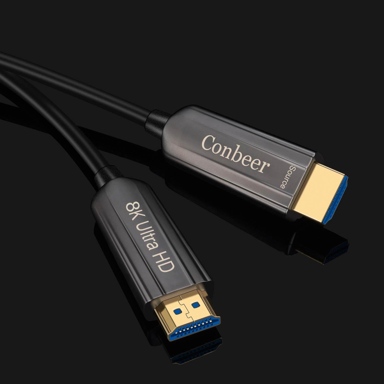 Fiber Optic HDMI CableConbeer 8K HDMI 2.1 High Speed 48Gbps 8K@60Hz 4K@120Hz Dynamic HDR 10 eARC HDCP2.2 4:4:4 Audio Cable for in-Wall Installation-10M/30FT