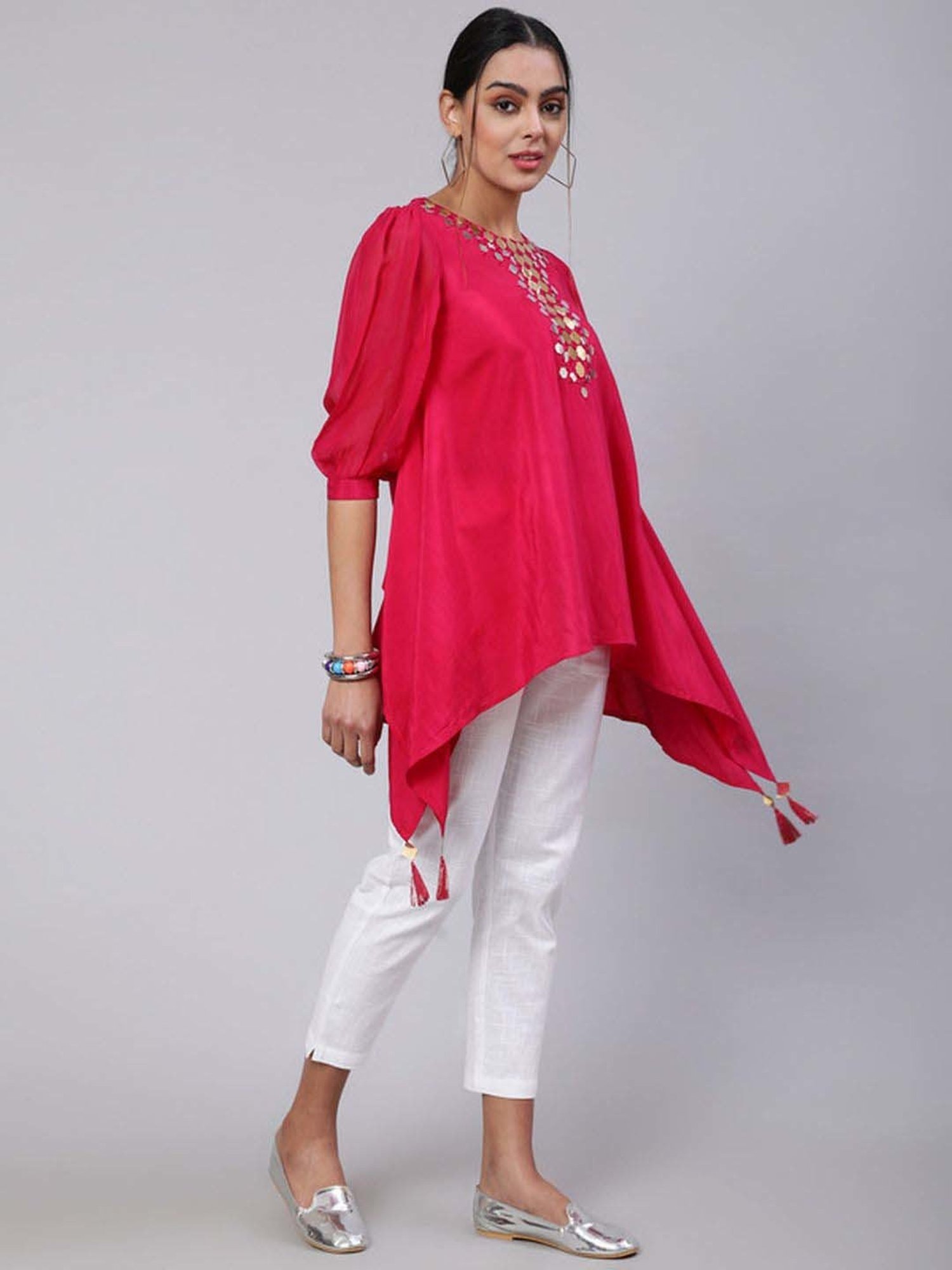 Jaipur Kurti Pink Embellished Tunic