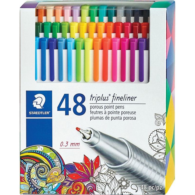 Staedtler Porous Point Pens 0.3mm Metal Clad Tip 48/ST Assorted 334C48