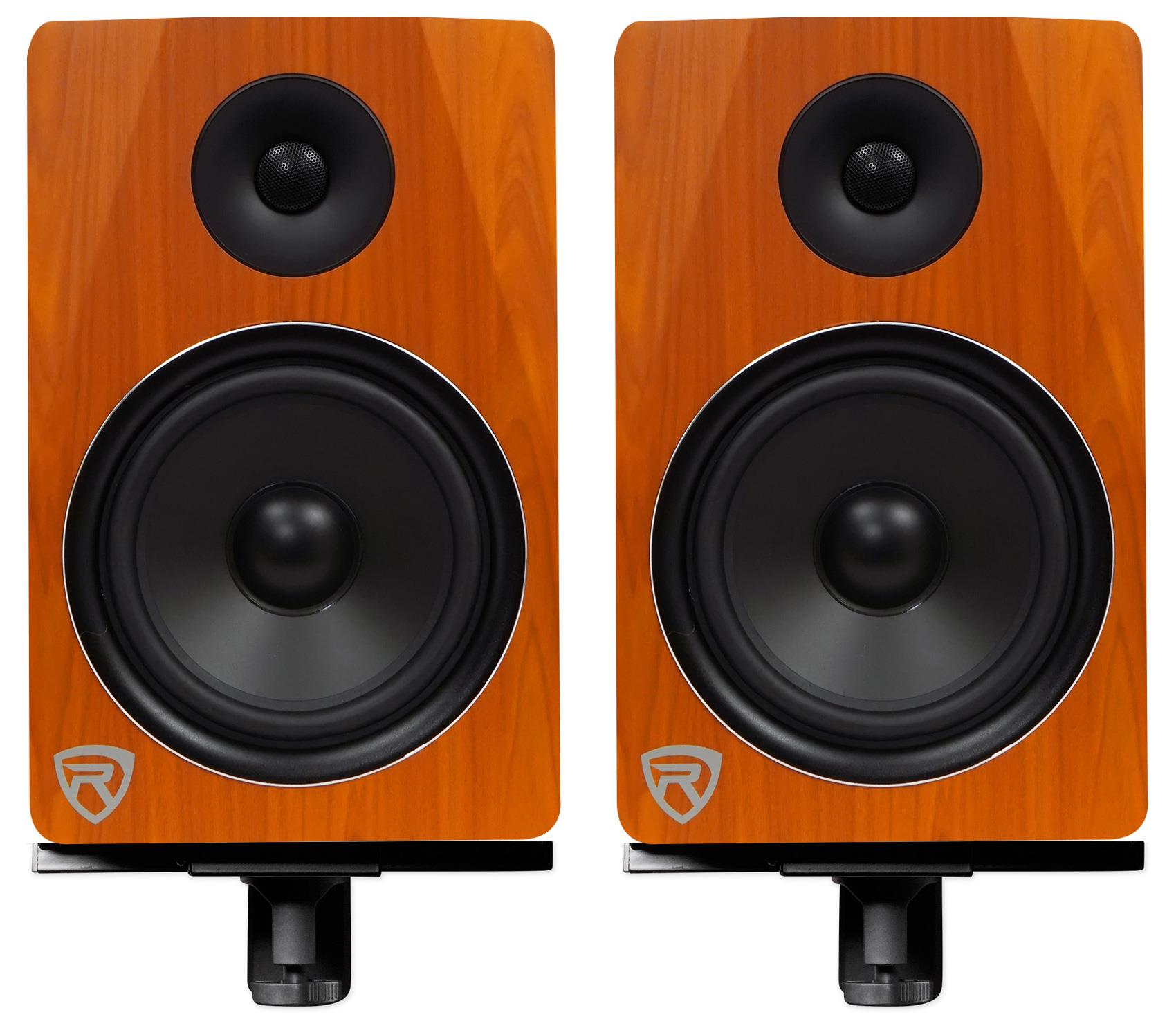 (2) Rockville APM8C 8" 250W Powered USB Studio Monitor Speakers+Wall Brackets