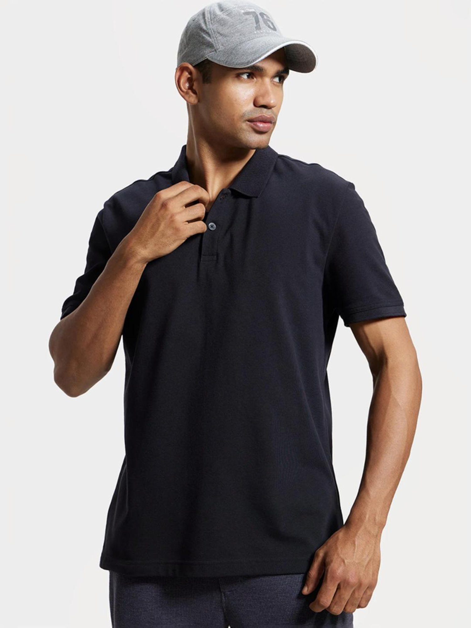 Jockey AM35 Men's Super Combed Cotton Rich Pique Fabric Solid Half Sleeve Polo T-Shirt