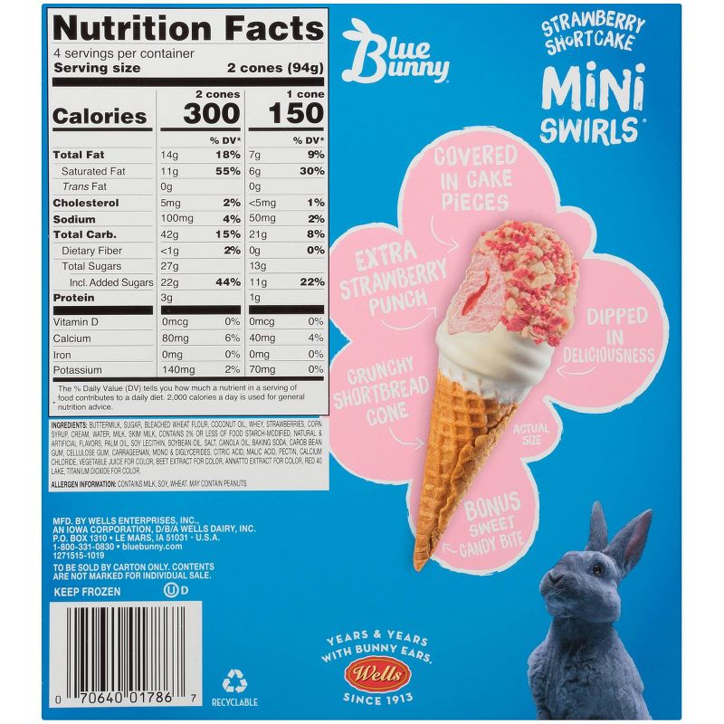 Blue Bunny Strawberry Shortcake Mini Swirls - 18.4oz/8ct