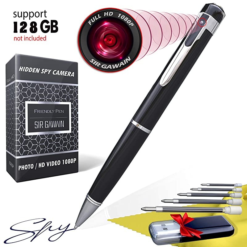 Spy Camera Pen 1080p | Nanny Camera Spy Pen Full HD Loop Recording or Picture Taking | Wireless Security Cam with Wide Angle Lens Discrete Rechargeable