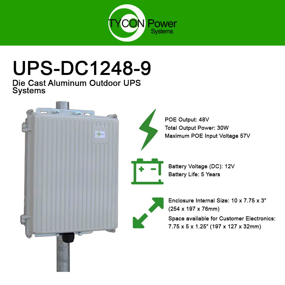 Tycon Power (UPS-DC1248-9) UPS Pro Outdoor Backup Power System 12V 9AH