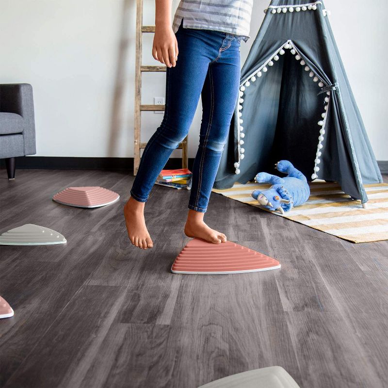 JumpOff Jo Rocksteady Balance Stepping Stones for Kids, Promotes Balance & Coordination, Set of 6 Balance Blocks, Tall Set, Desert Rose