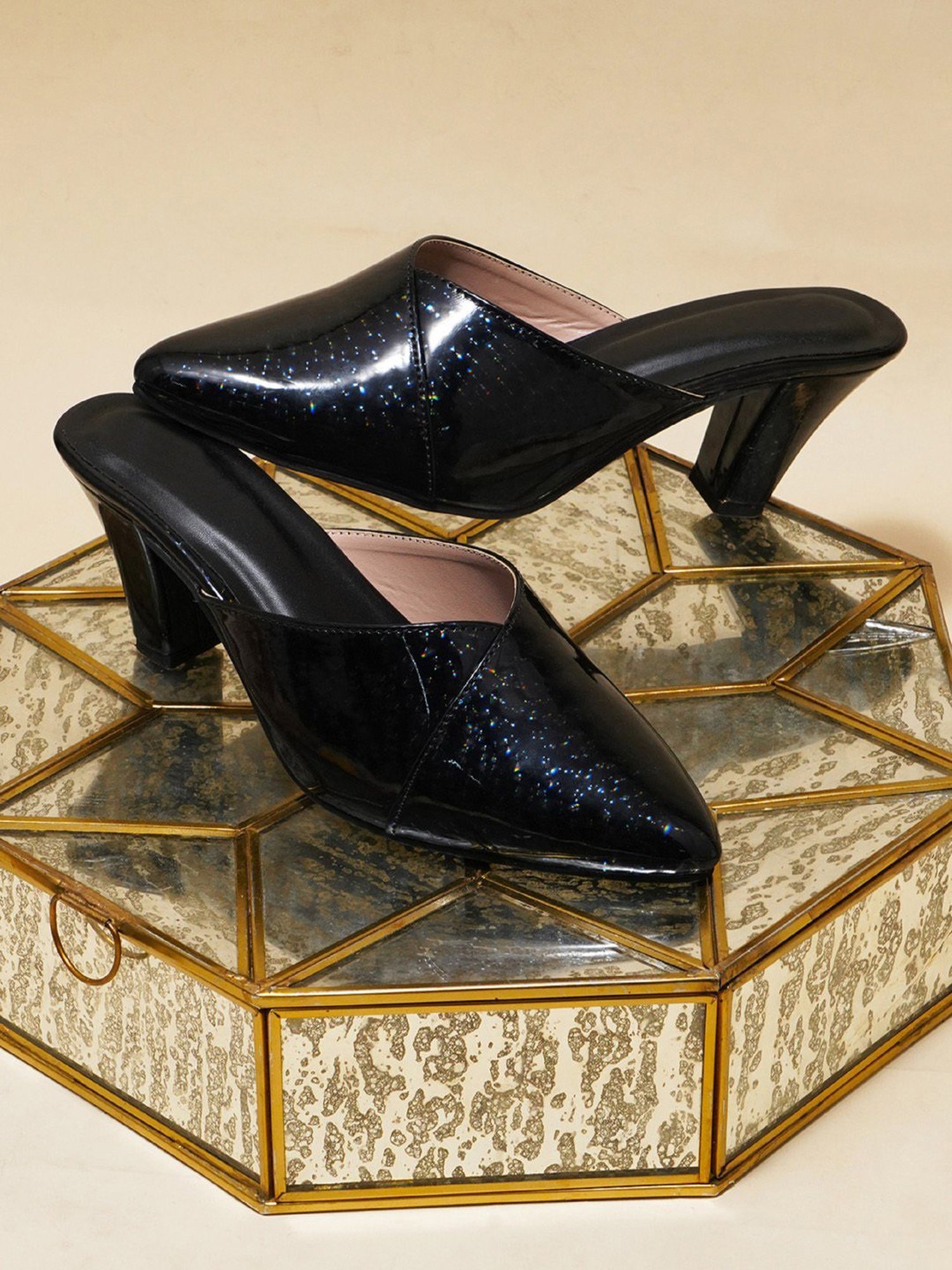 The White Pole Women's Black Mule Shoes