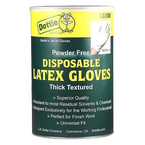 Dottie LG100 Universal Latex Gloves, 100 Gloves per Jar