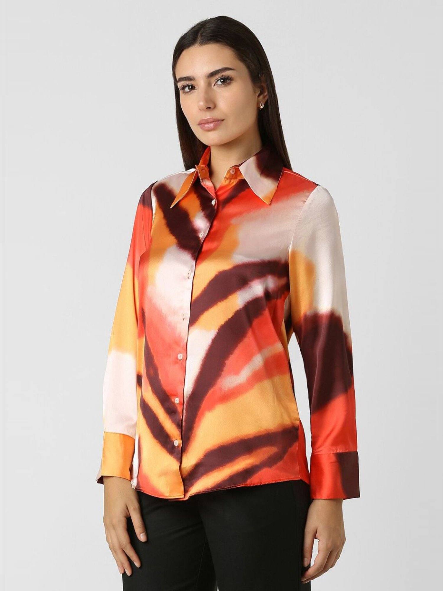 Van Heusen Orange Printed Formal Shirt