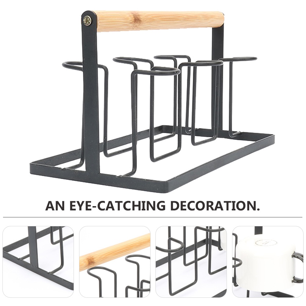 1Pc Nordic Style Water Cup Draining Rack Coffee Mug Storage Holder (Black)