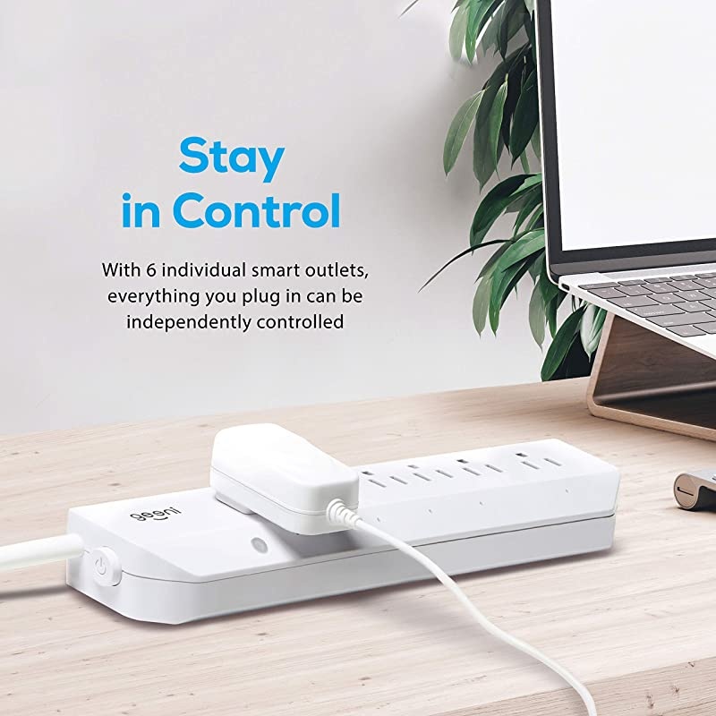 6Outlet Smart Surge Protector No Hub Wireless Remote Control and Timer Works with  Alexa Google Assistant Microsoft Cortana Requires 24 GHz WiFi White 3 Ft