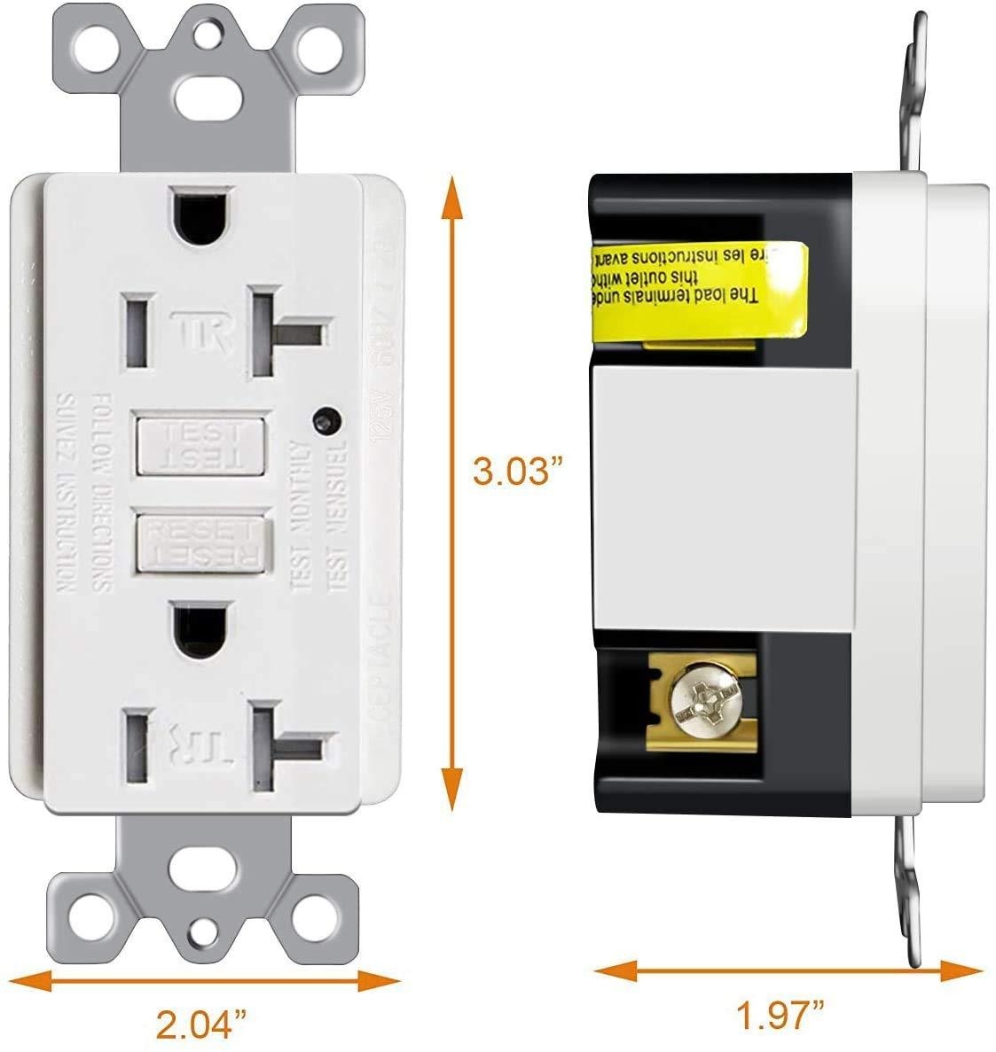 GFCI Outlet Tamper Resistant Receptacle with LED Indicator, 20 Amp 125 Volt Wallplate and Screws Included ETL listed MICMI (20A GFCI 2pack)