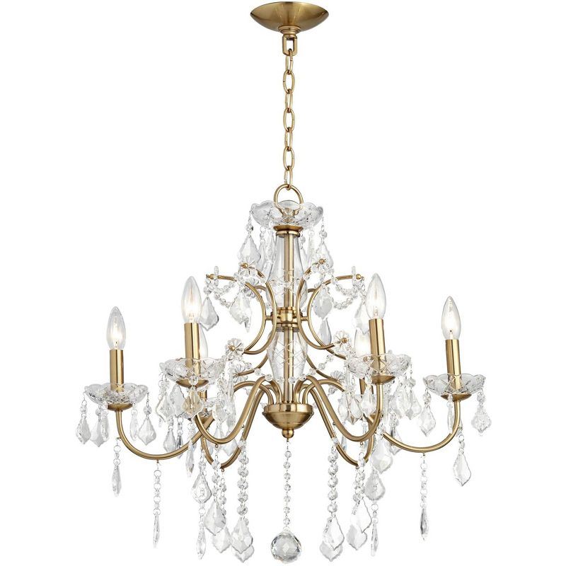 Vienna Full Spectrum Gold Crystal Chandelier 26 1/2" Wide Curved Arm 6-Light Fixture for Dining Room House Foyer Kitchen Entryway
