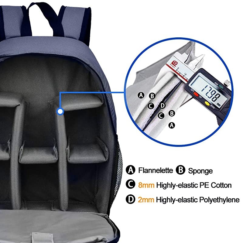 DSLR SLR Camera Backpack Bag for Mirrorless Cameras/Photographers, Camera Case Water-Repellent Compatible with Nikon Canon Sony Lens Tripod Accessories Photography Men Women (Small, Blue)