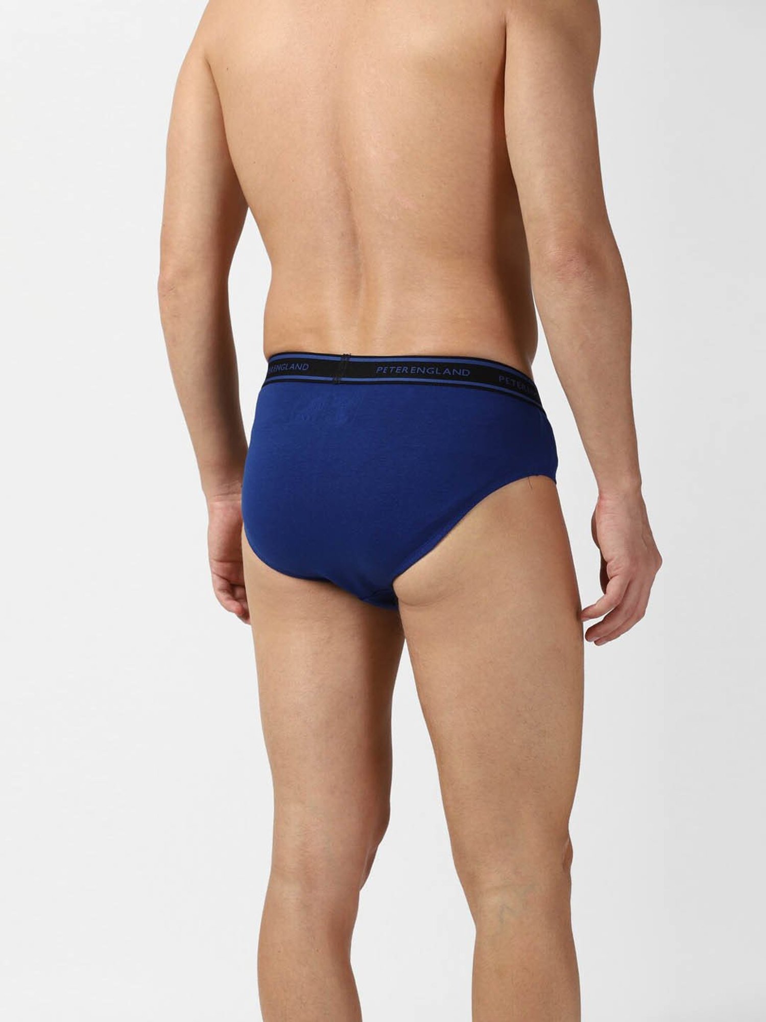Peter England Blue Cotton Regular Fit Briefs - Pack Of 2