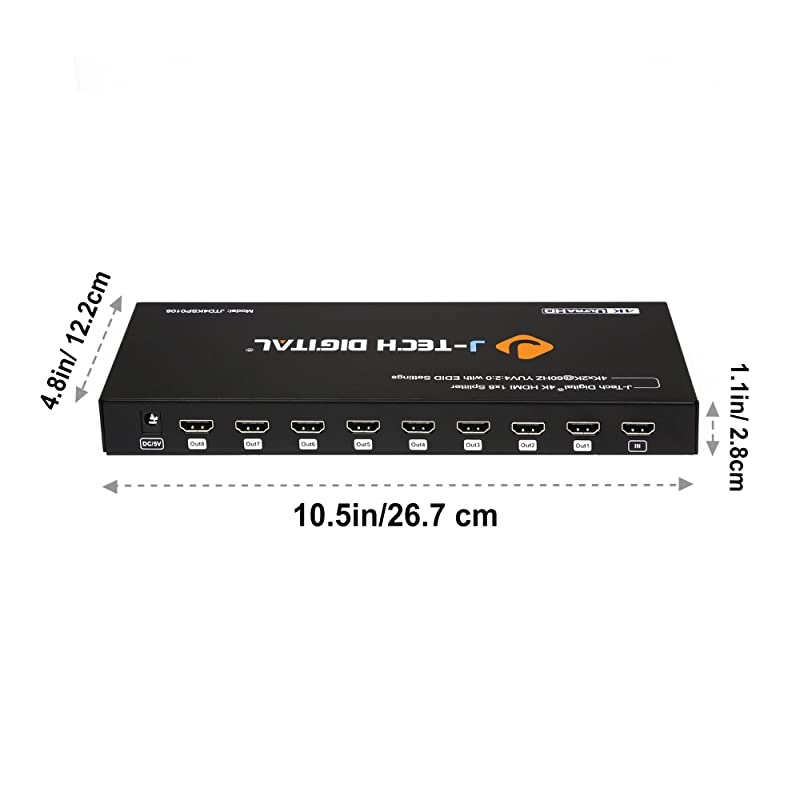JTD4KSP0108 Premium Quality Ultra HD 4K 60HZ 1x8 HDMI Splitter High Resolutions Up To 4Kx2K 36Bit Deep Color