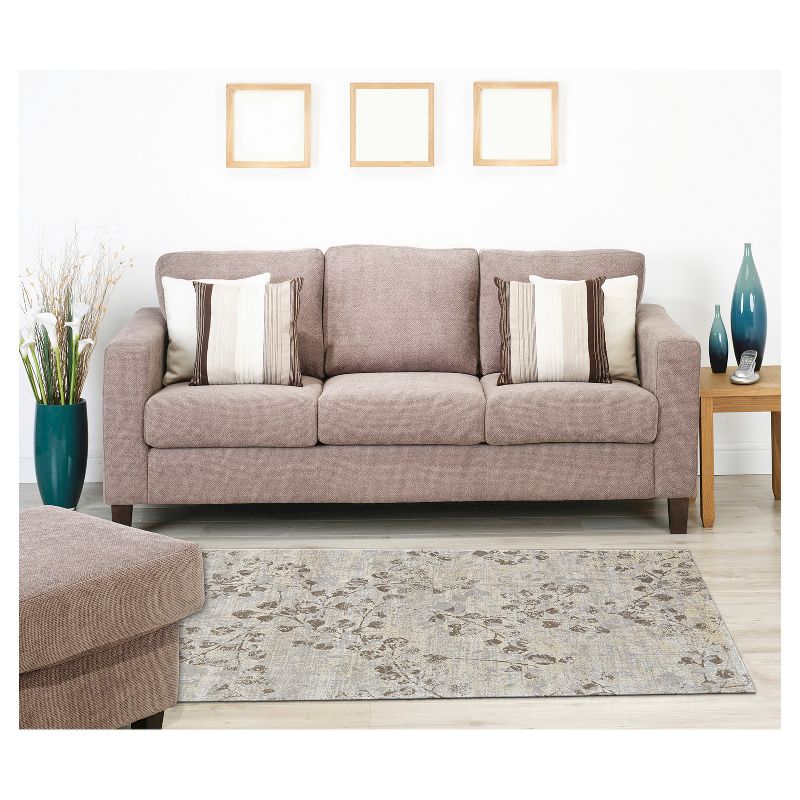 5'X7'6" Floral Woven Area Rugs Steel - Weave & Wander