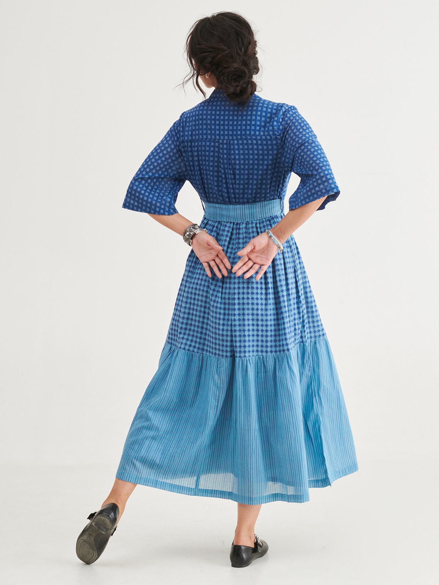 Prakriti Jaipur Indigo Checks Long Dress