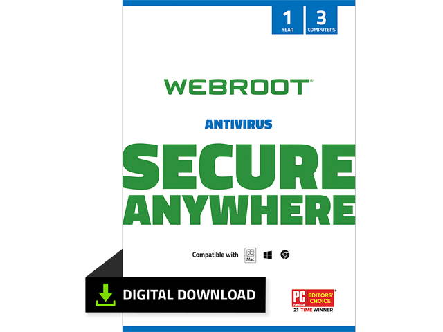 Webroot AntiVirus - 3 Devices 1 Year Subscription - Download