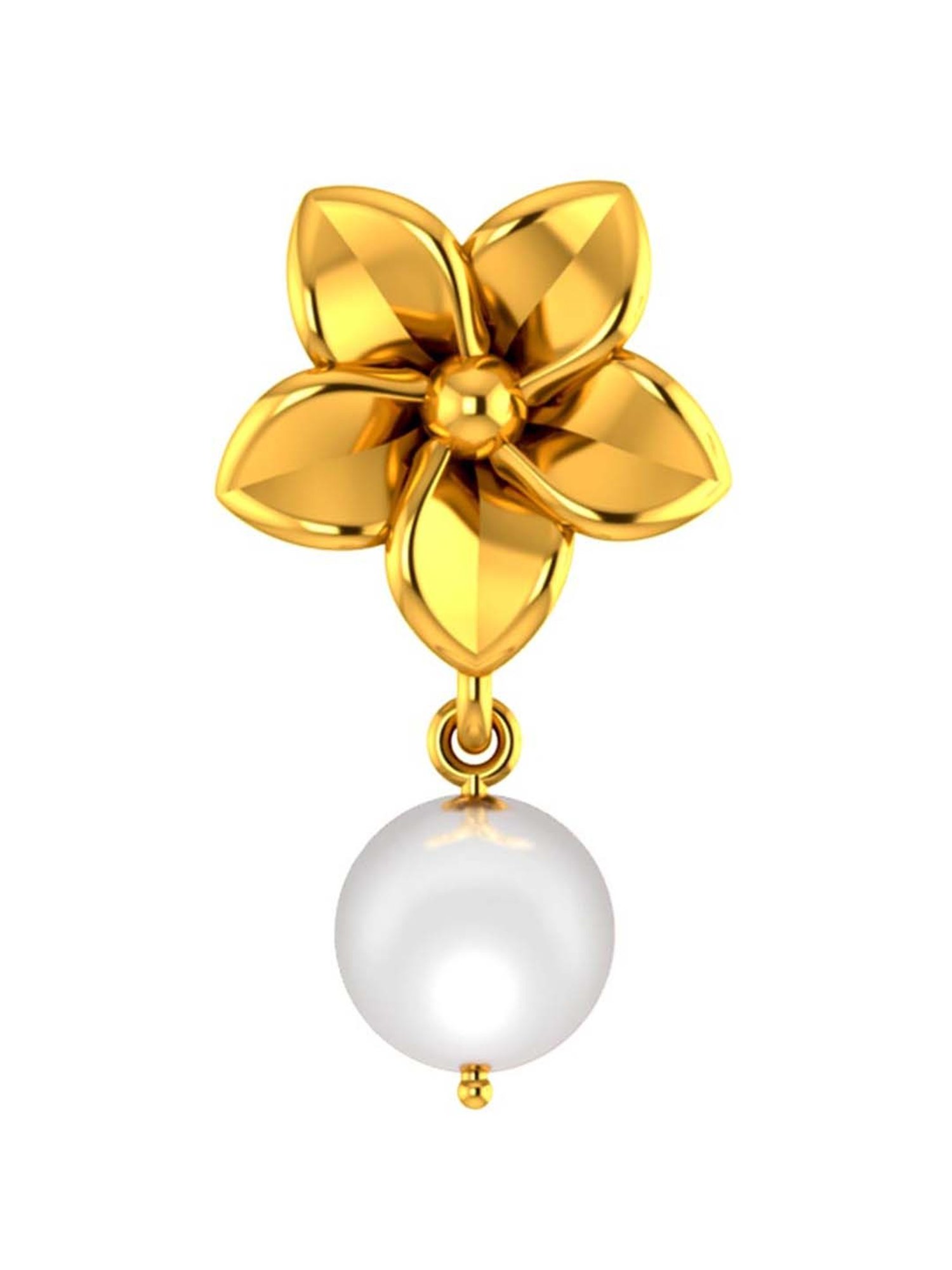 P.C. Chandra Jewellers 18k Gold Pendant with A Five-petal Floral Design & A Pearl for Women & Girls