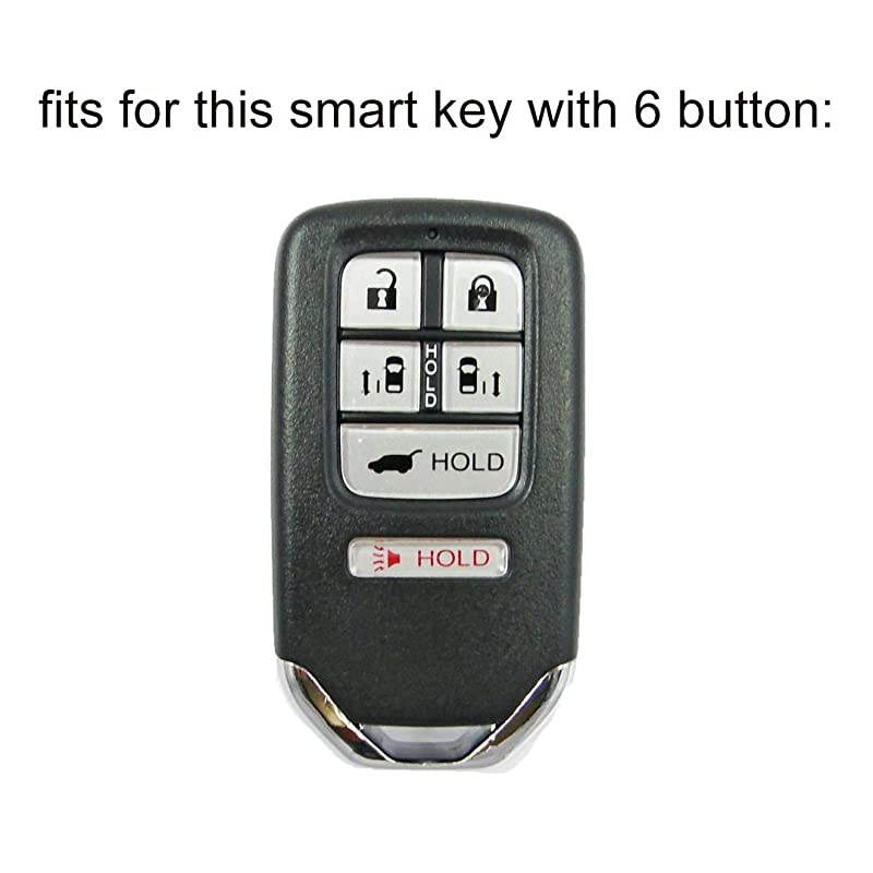 of 2 Black Black Remote Key Silicone Fob Cover Case Protector Skin Fits 2014 2015 2016 2017 Honda Odyssey EXL 6Button