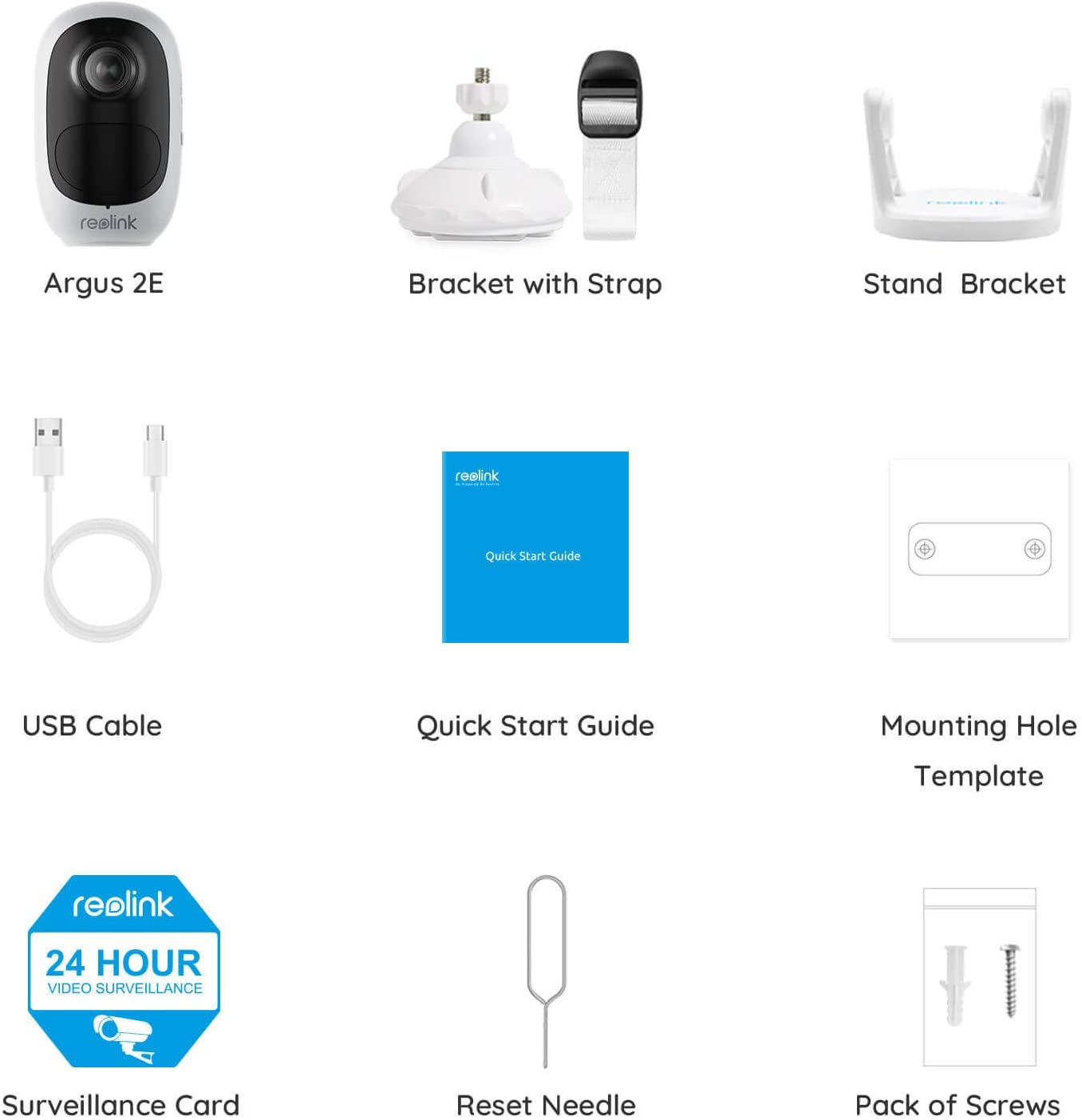 Reolink 1080p HD Outdoor Wireless Rechargeable Battery Security IP Camera Night Vision PIR Motion Detection 2-Way Audio, Support Google Assistant, Cloud Storage, Argus 2E