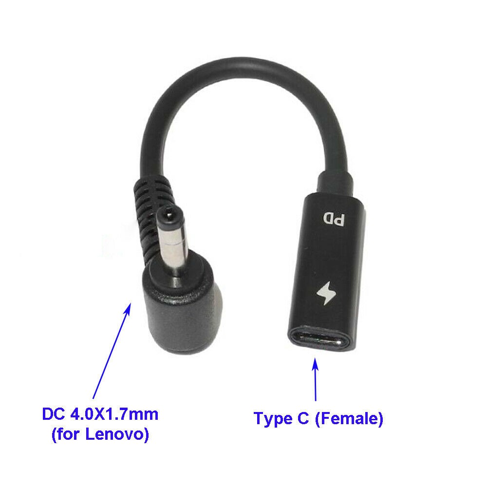 USB-C Type C Female to 4.0X1.7mm for Lenovo Ideapad 100 100S 110 110S 120 120S 300 300S 310 320 320S 330S 500 500S 510 510S 520 520S 530s 710S
